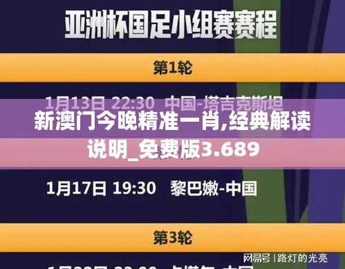 新澳门今晚精准一肖,经典解读说明_免费版3.689